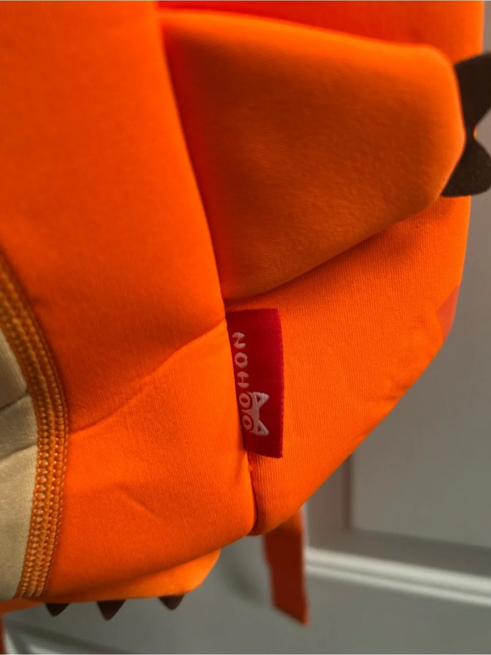 NOHOO Jungle Back pack T Rex Orange Dino Backpack with Tan Belly